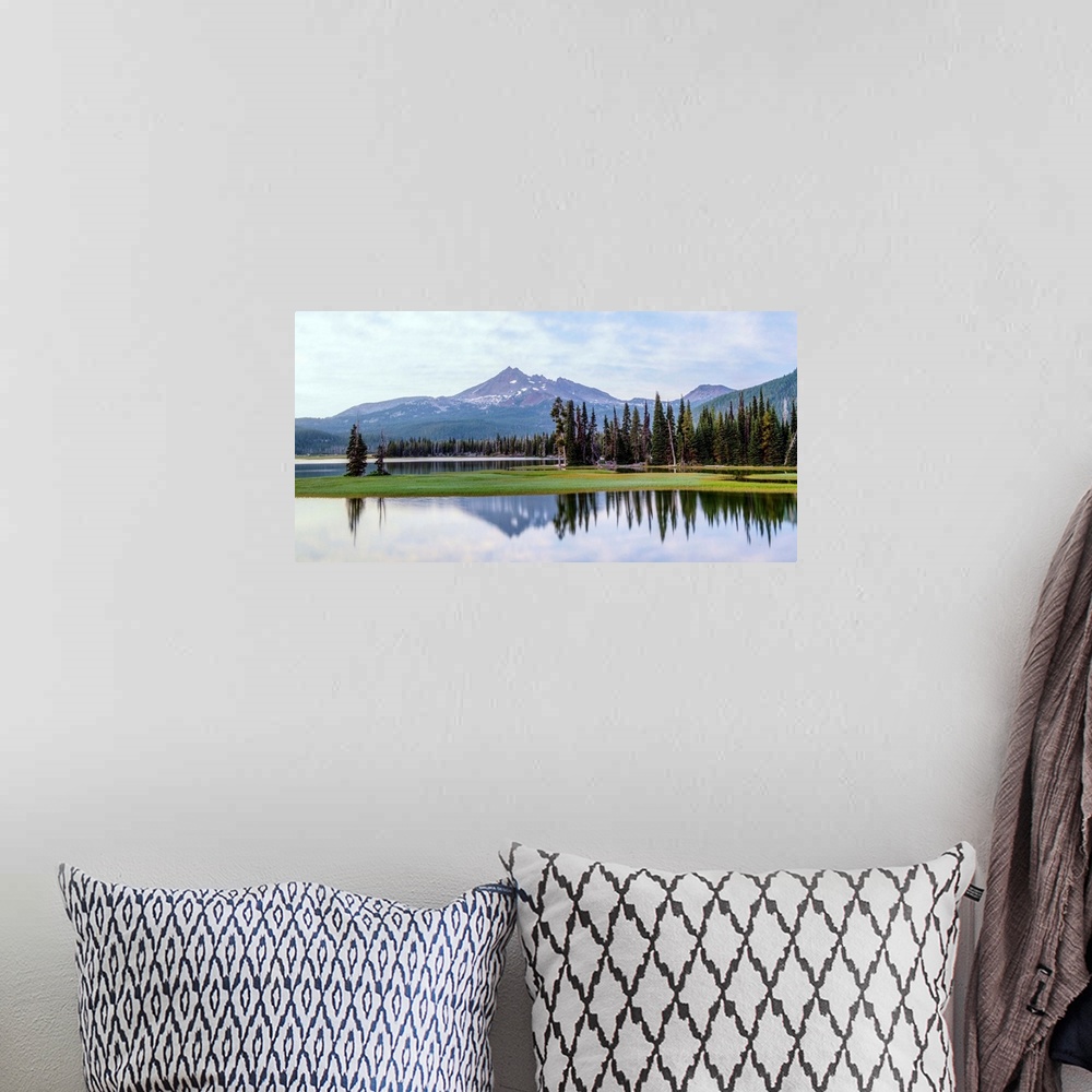 A bohemian room featuring View of Broken Top peak near Sparks Lake in Deschutes National Forest in Oregon.