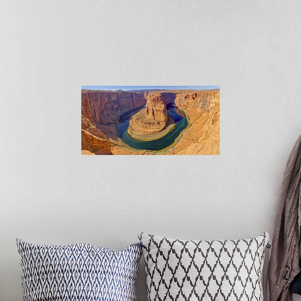 A bohemian room featuring Classic panorama view of Horseshoe Bend just north of the main tourist overlook near Page, Arizon...
