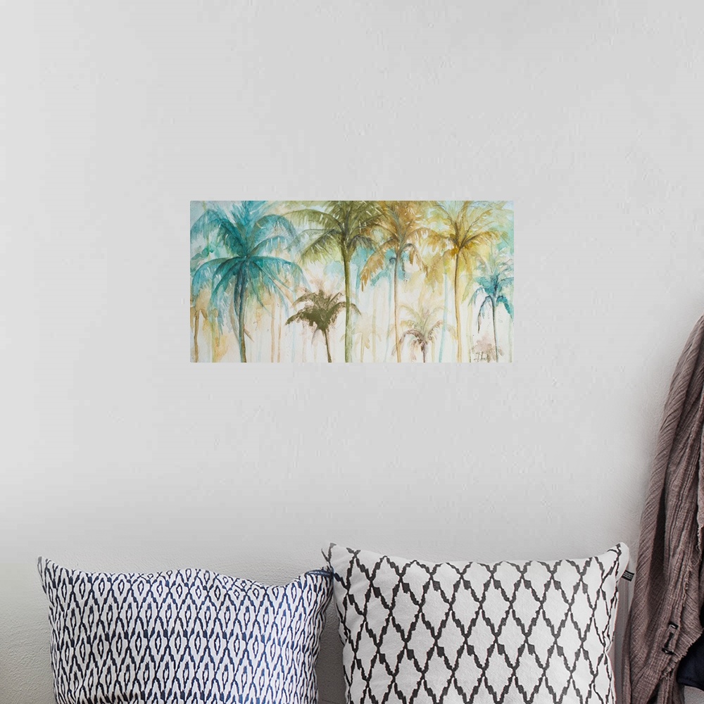 A bohemian room featuring Watercolor Palms