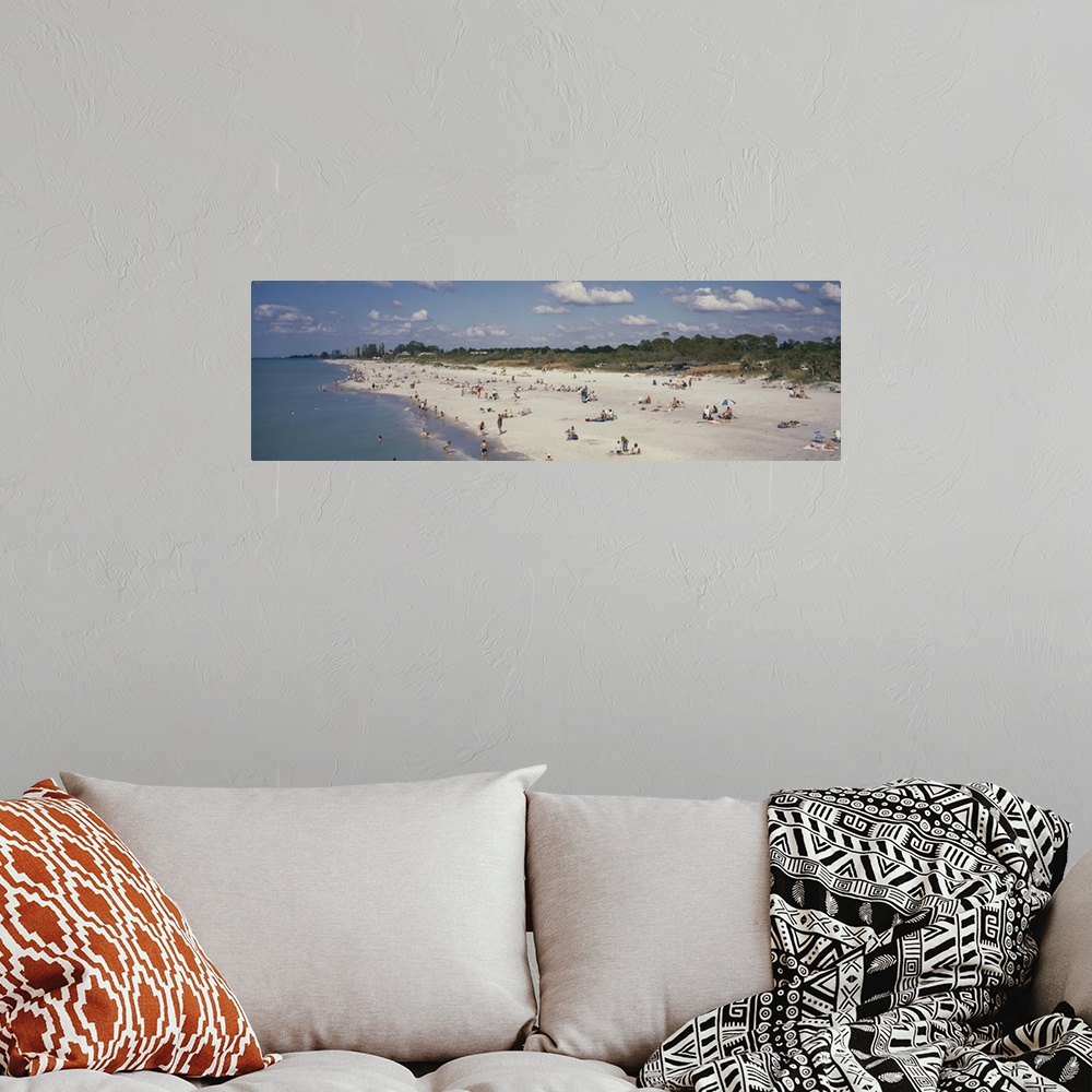A bohemian room featuring High angle view of tourist on the beach, Gulf of Mexico, Venice, Florida