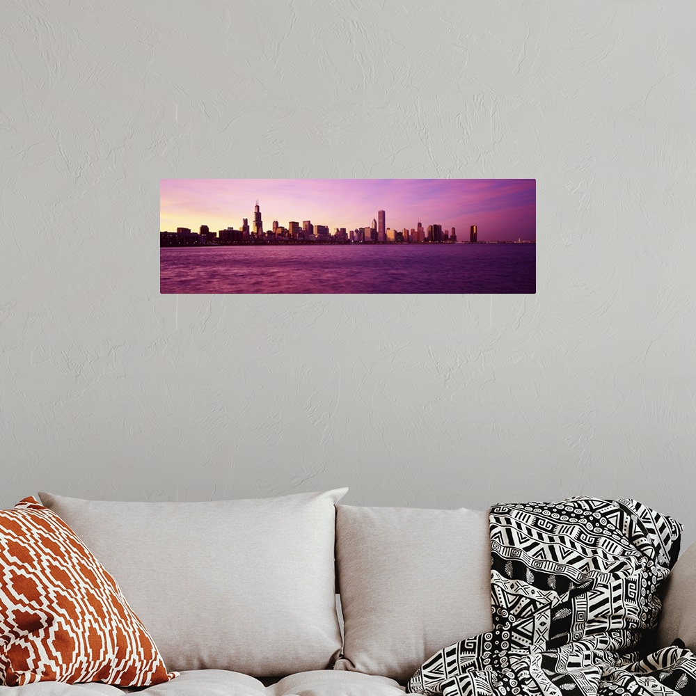A bohemian room featuring Sundown Skyline Chicago IL