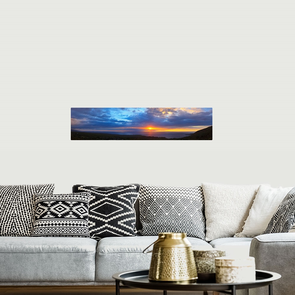 A bohemian room featuring Sunset over the Pacific ocean, Kealakekua Bay, Kona Coast, Kona, Hawaii