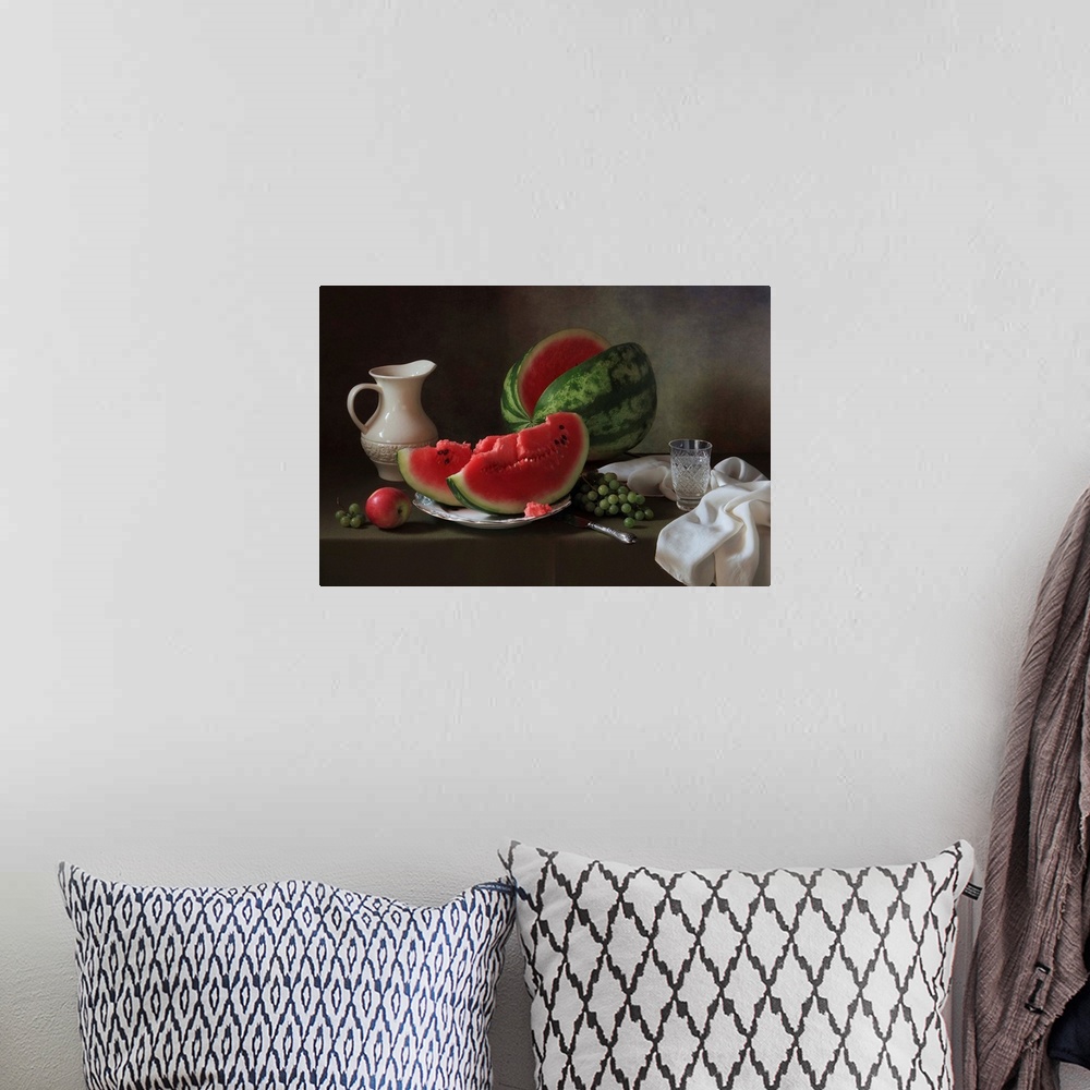 A bohemian room featuring Still Life With Watermelon