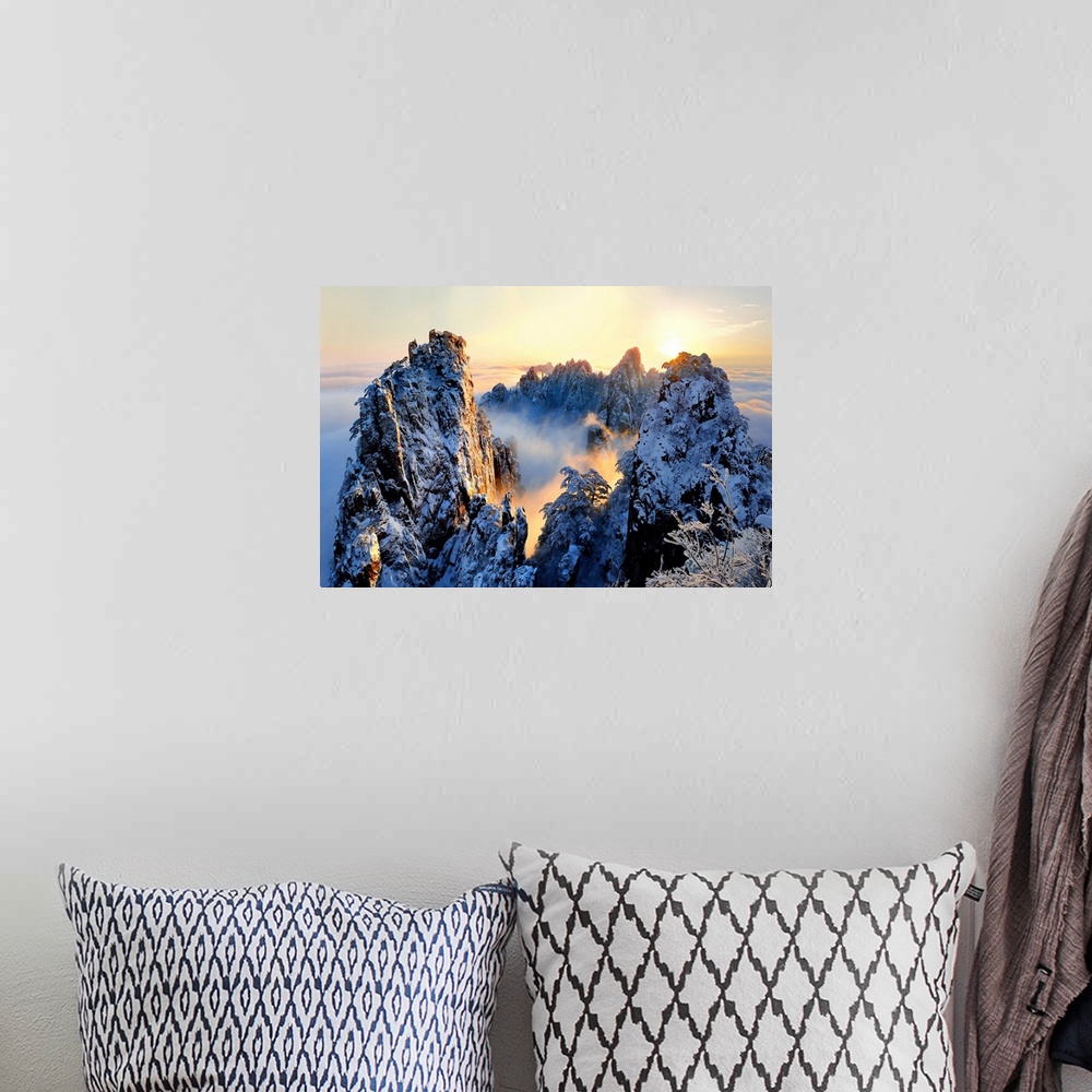 A bohemian room featuring Sunrise At Mt. Huang Shan