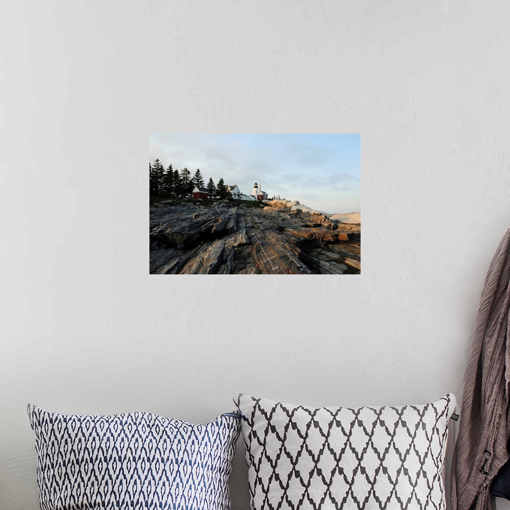 A bohemian room featuring A daytime view of the Pemaquid Lighthouse, Pemaquid Point, Maine.