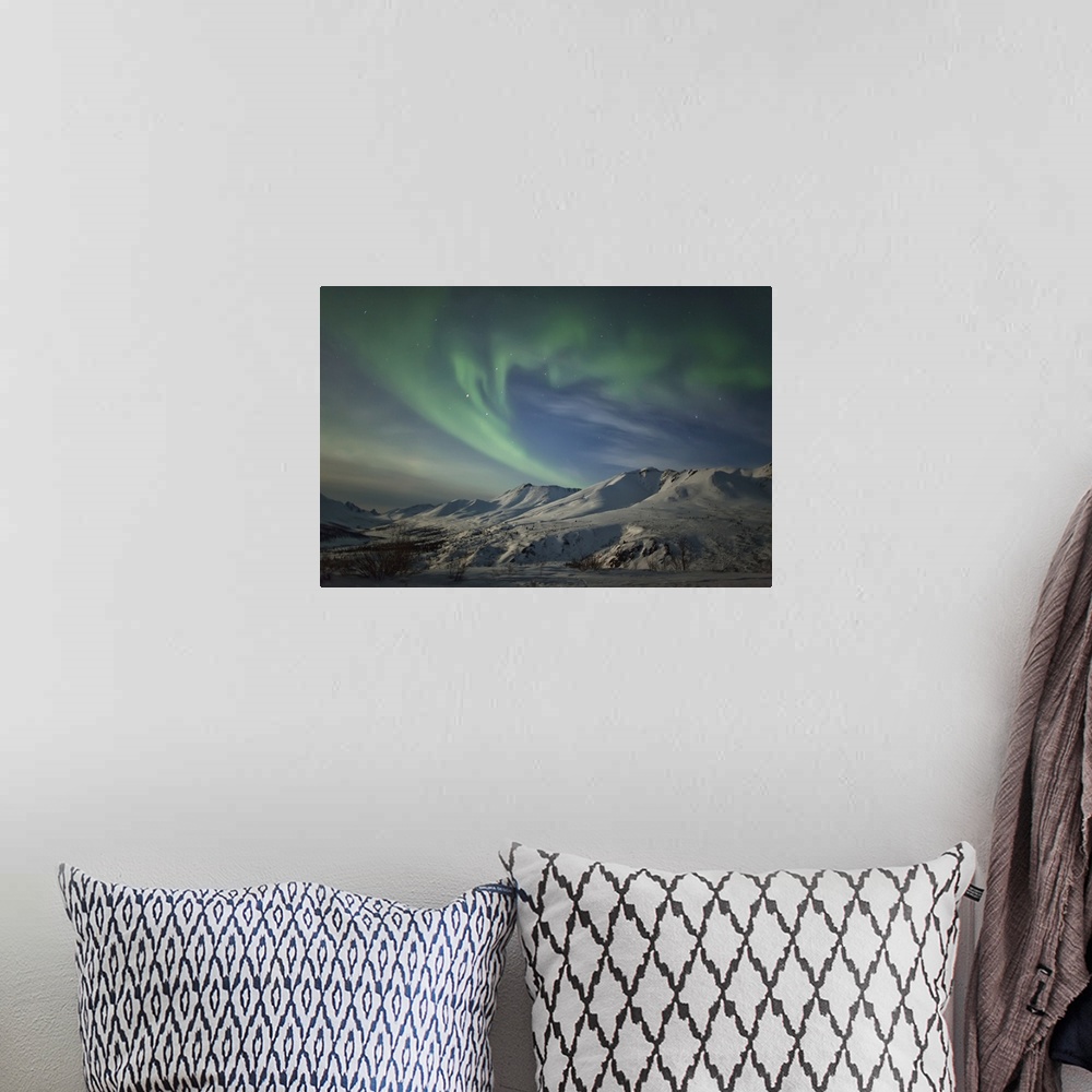 A bohemian room featuring Aurora borealis dances over the klondike valley in tombstone territorial park; yukon canada