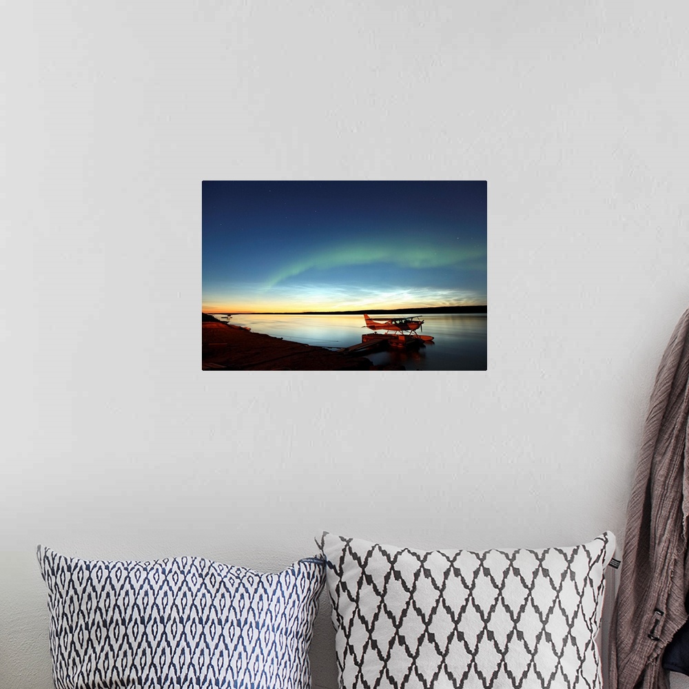 A bohemian room featuring Aurora Borealis Over The Mackenzie River, Northwest Territories, Canada