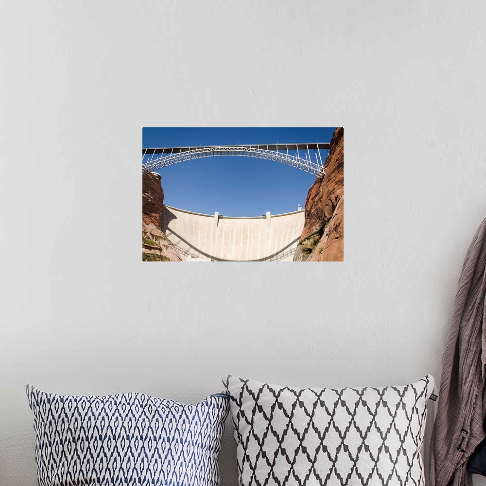 A bohemian room featuring Bridge Crossing Colorado River And Glen Canyon Dam, Arizona