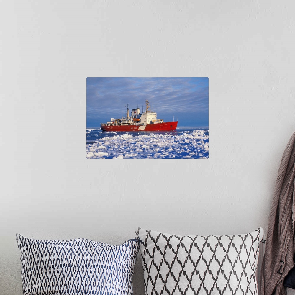 A bohemian room featuring Canadian Coast Guard Icebreaker, In The Sea Between Ellesmere Island And Greenland
