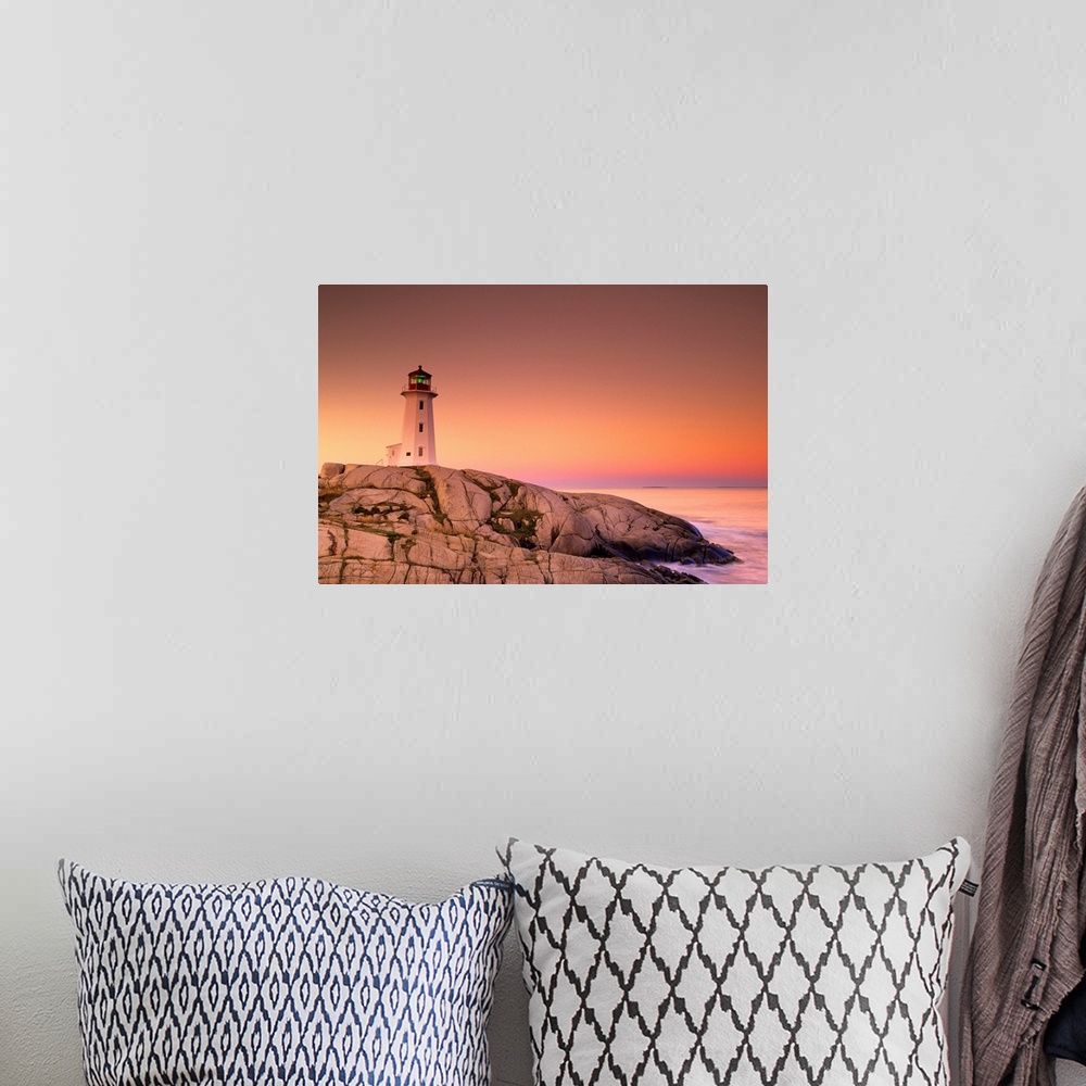 A bohemian room featuring Dawn At Peggys Cove Lighthouse, Halifax County, Nova Scotia, Canada