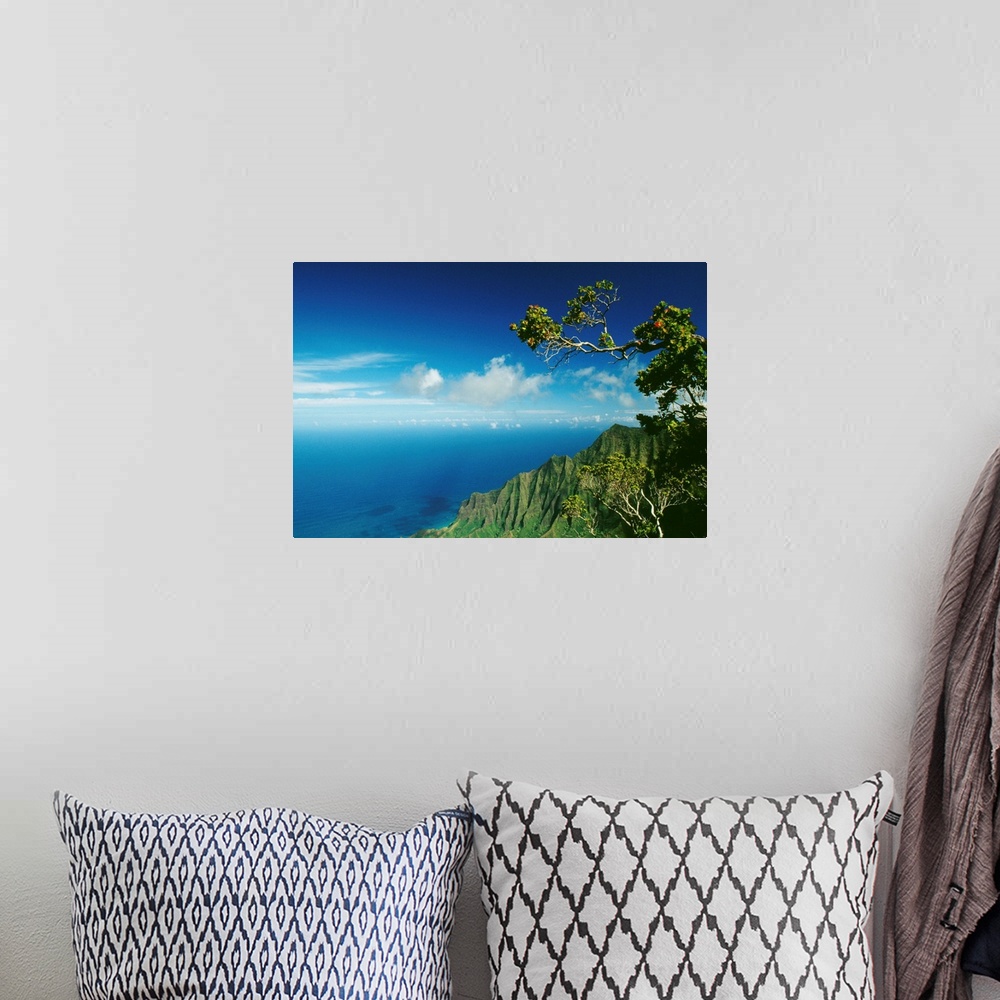 A bohemian room featuring Hawaii, Kauai, Napali Coast, Kalalau Valley Cliffs And Ocean
