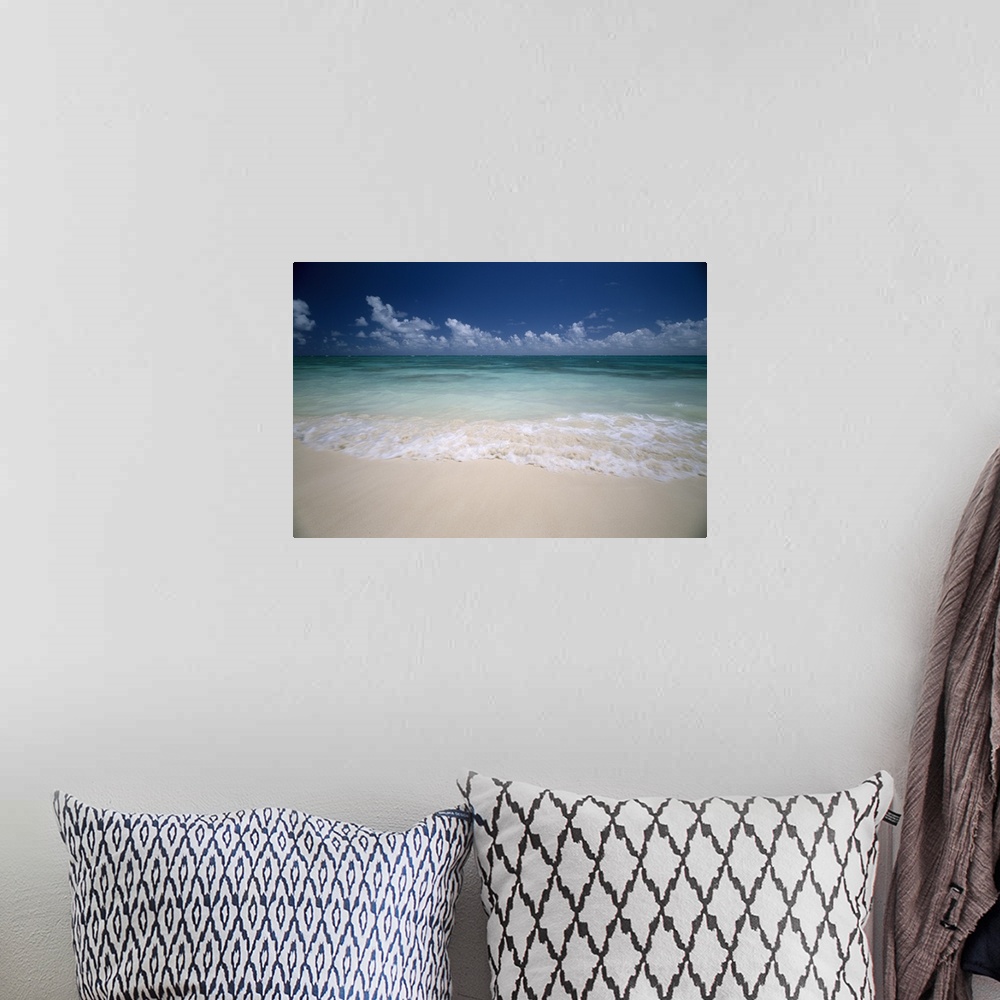 A bohemian room featuring Hawaii, Ocean Shoreline Sand, Blue Sky With Clouds On Horizon