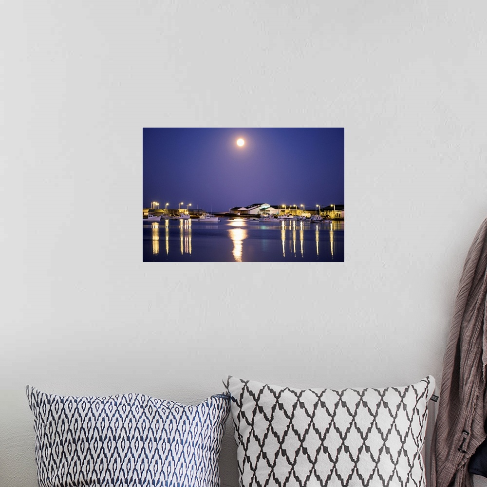 A bohemian room featuring Moonrise Over Fishing Boats, Graham Pond, Prince Edward Island, Canada