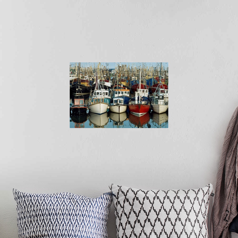 A bohemian room featuring Rows Of Boats In A Harbour, Kilkeel, County Down, Ireland