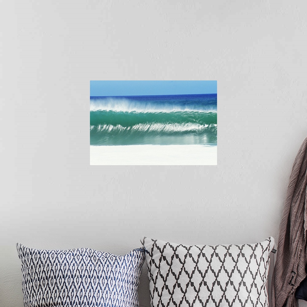 A bohemian room featuring Shimmery Shorebreak Wave With Silver Waters In Foreground