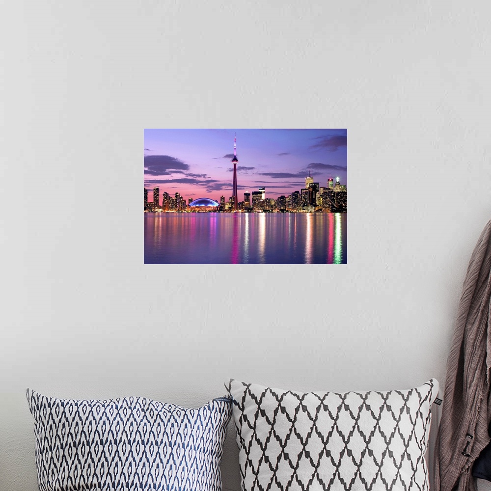 A bohemian room featuring Skyline At Night From Centre Island, Toronto, Ontario, Canada