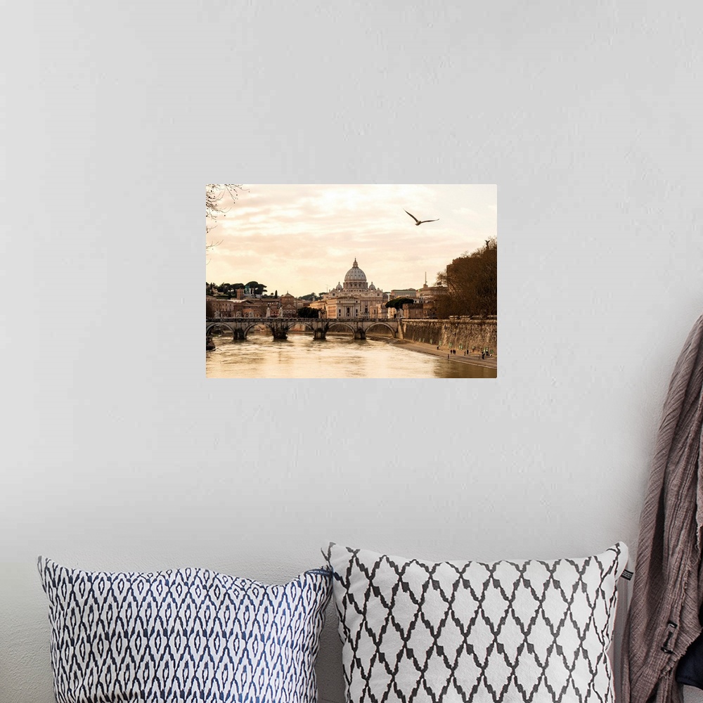 A bohemian room featuring St. Peter's basilica and River Tiber, Rome, Lazio, Italy