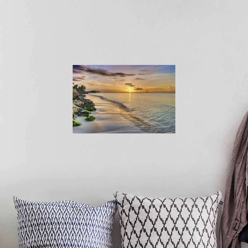 A bohemian room featuring Sunset over Dickenson Bay, St. John's, Antigua, West Indies