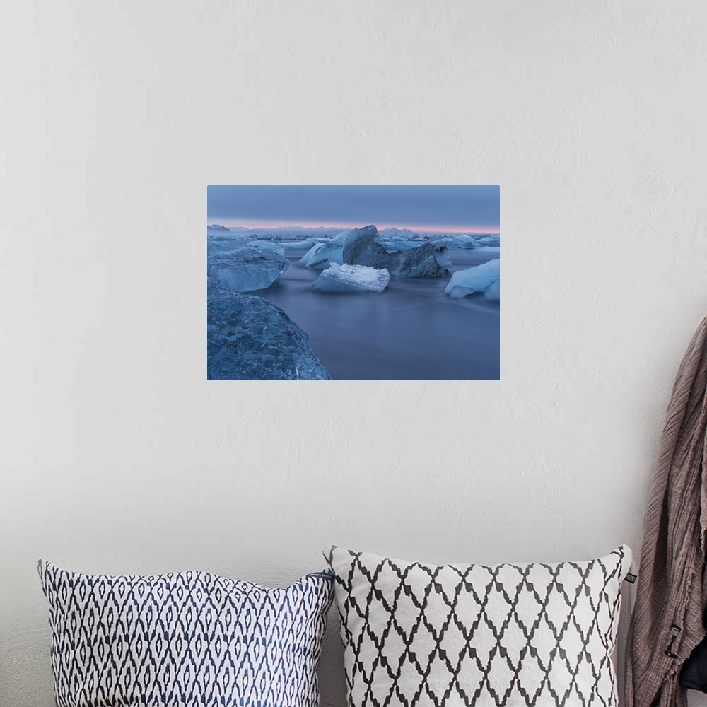 A bohemian room featuring The Iceberg Filled Waters Near Jokulsarlon, Along The South Coast Of Iceland, Iceland