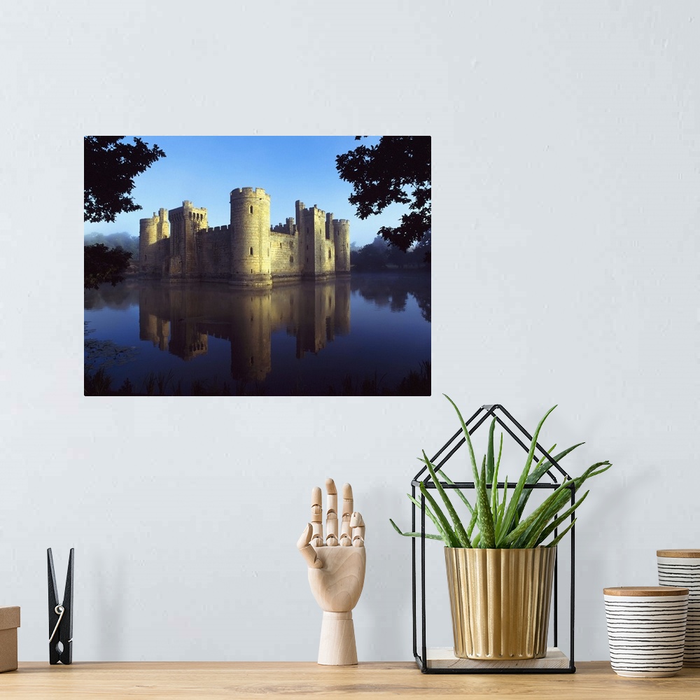 A bohemian room featuring The Majestic Bodiam Castle And Its Reflection In Surrounding Moat