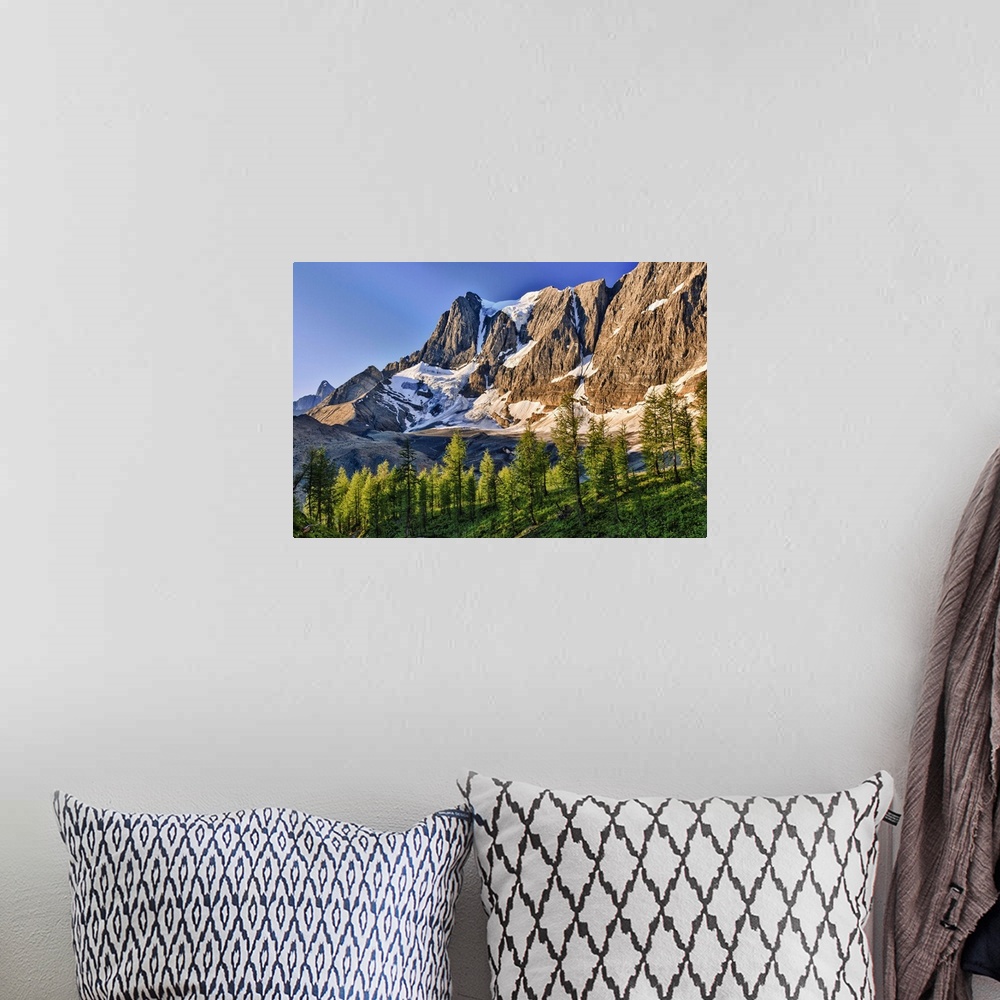 A bohemian room featuring The Morning Sun Over The Rockwall Cliff And Tumbling Glacier In Kootenay National Park; British C...