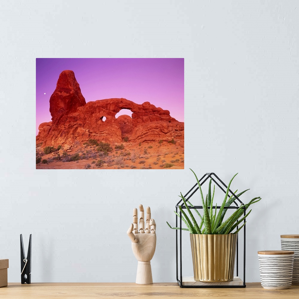 A bohemian room featuring Turret Arch at Dawn Arches National Park Utah