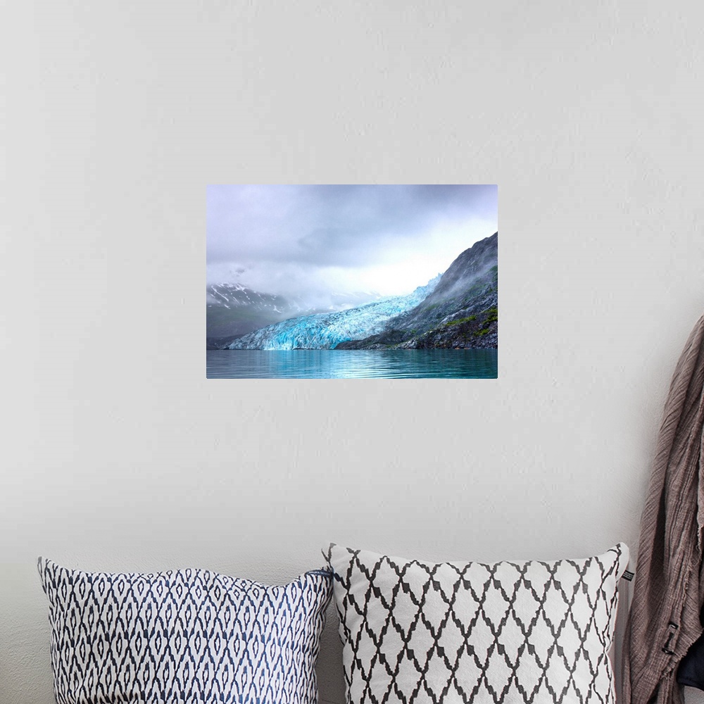 A bohemian room featuring View of Shoup Glacier through fog, Shoup Bay State Marine Park, Prince William Sound,