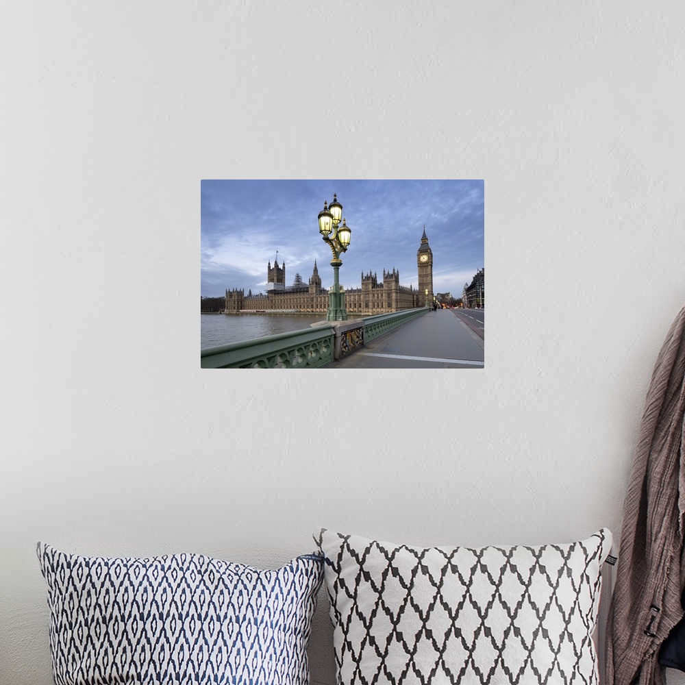 A bohemian room featuring Westminster Bridge looking towards Big Ben and the Houses of Parliament.
