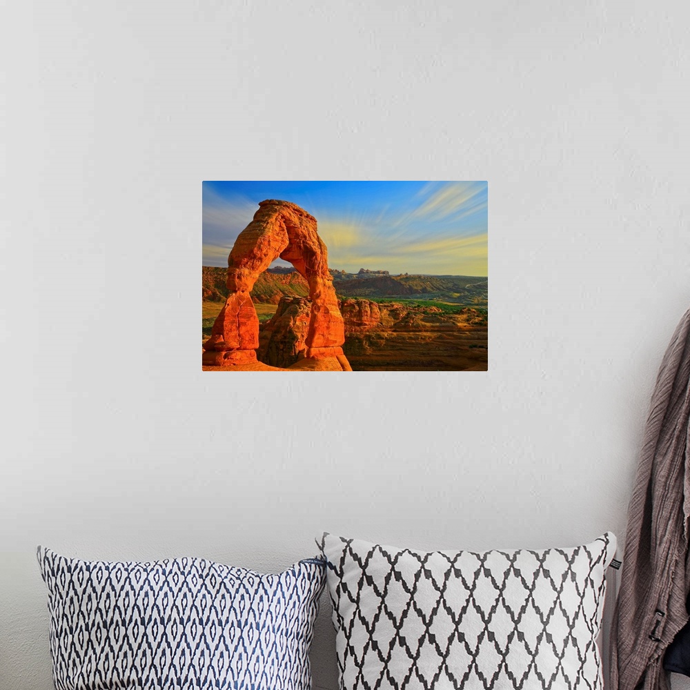 A bohemian room featuring Whispy Clouds Over Delicate Arch, Arches National Park, Moab, Utah