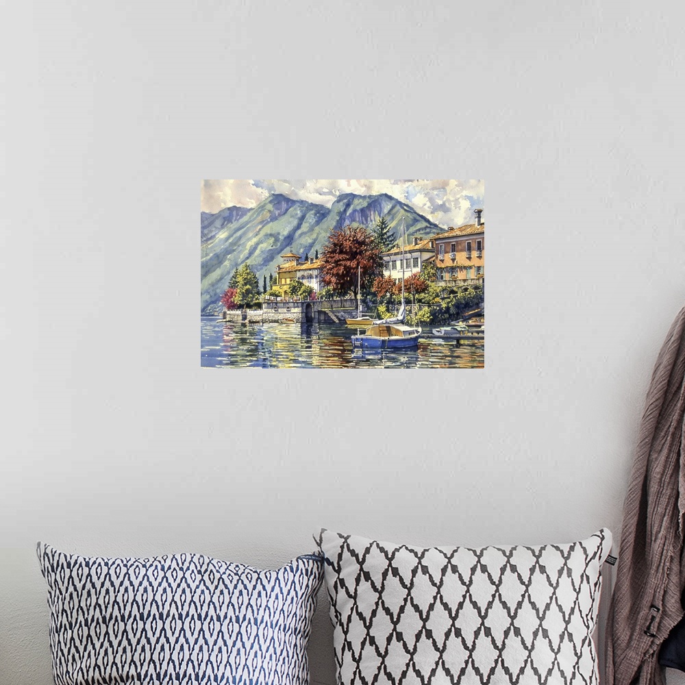 A bohemian room featuring Blue Boat in Lake Maggiore
