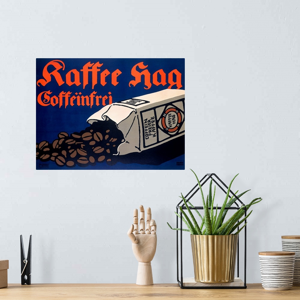 A bohemian room featuring Vintage Coffee Advertisement