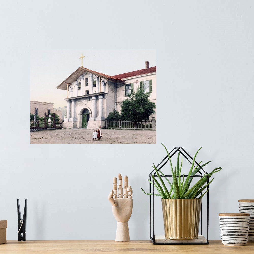 A bohemian room featuring Mission Dolores San Francisco California Vintage Photograph