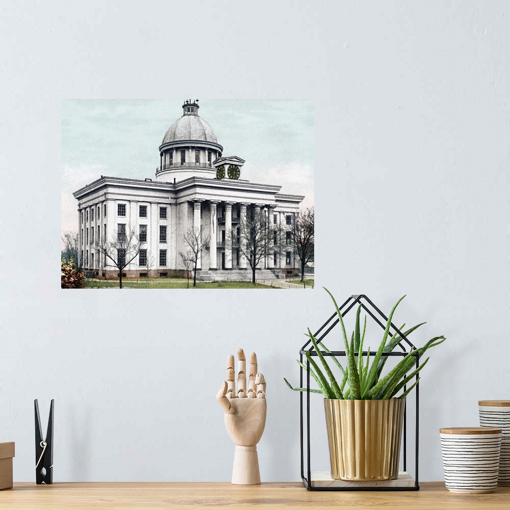 A bohemian room featuring State Capitol Montgomery Alabama Vintage Photograph