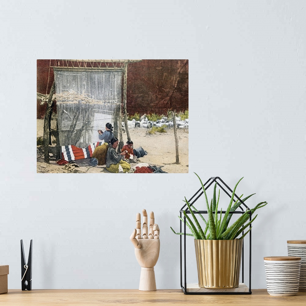 A bohemian room featuring The Complete Story of a Navajo Blanket Canyon de Chelly Arizona Vintage Photograph