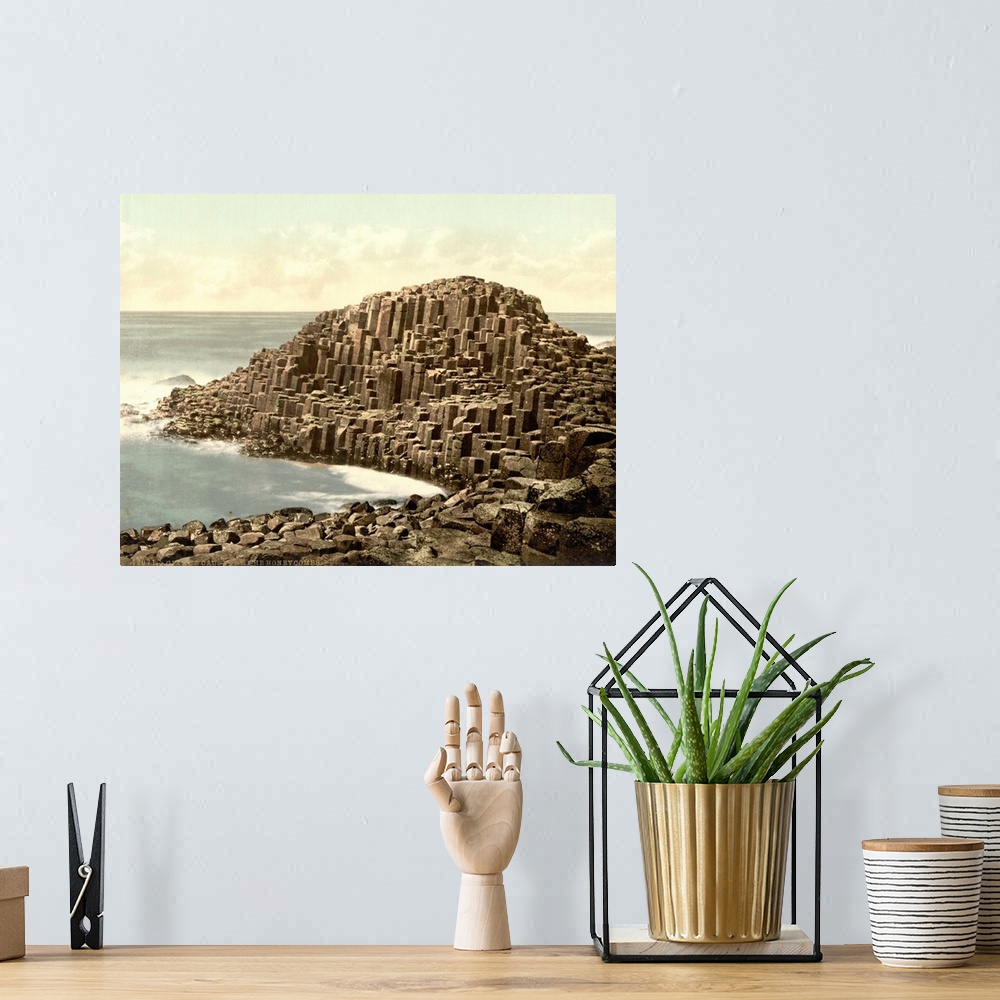 A bohemian room featuring Hand colored photograph of the honeycombs, giant's causeway, country Antrim, Ireland.