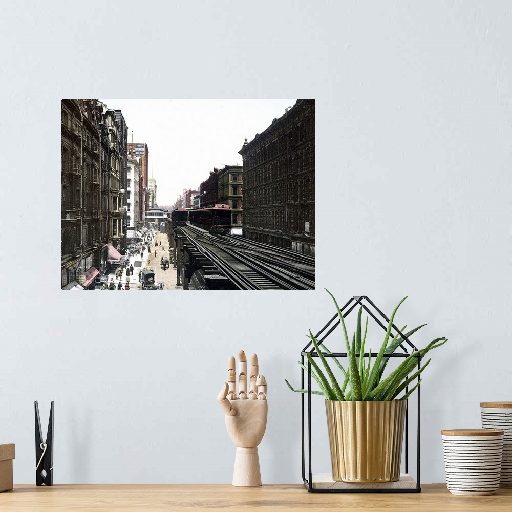 A bohemian room featuring Wabash Avenue North from Adams Street Chicago Illinois Vintage Photograph