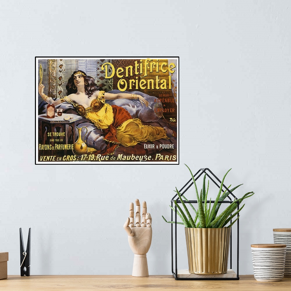 A bohemian room featuring Dentrifice Oriental - Vintage Toothpaste Advertisement