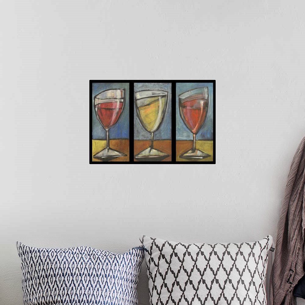 A bohemian room featuring Wine Trio Triptych