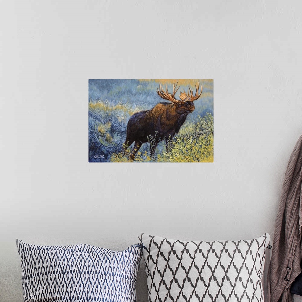 A bohemian room featuring moose