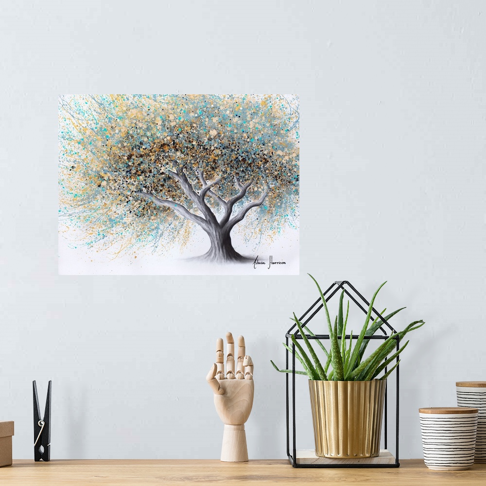 A bohemian room featuring Spotted Teal Tree