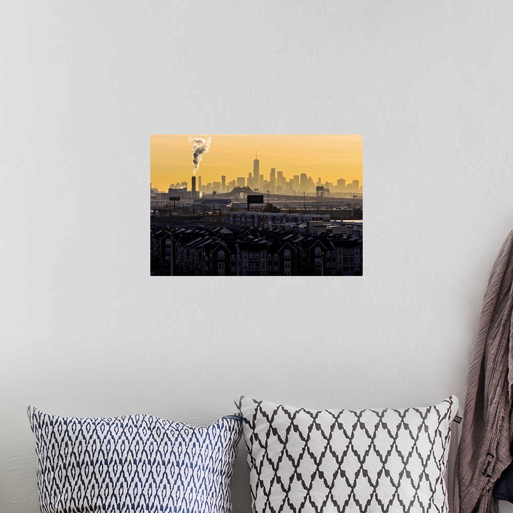 A bohemian room featuring Freedom Tower And Lower Manhattan View From New Jersey