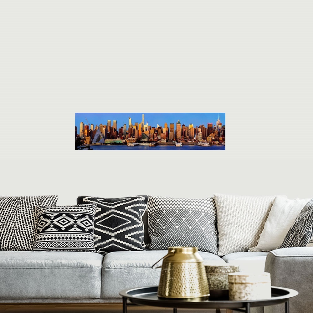 A bohemian room featuring Manhattan Skyline View From Jersey At Golden Hour