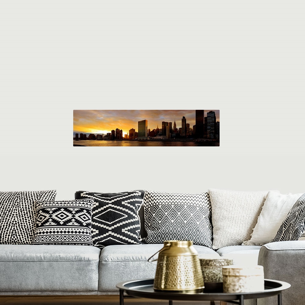 A bohemian room featuring Manhattan Skyline View From Roosevelt Island At Sunset