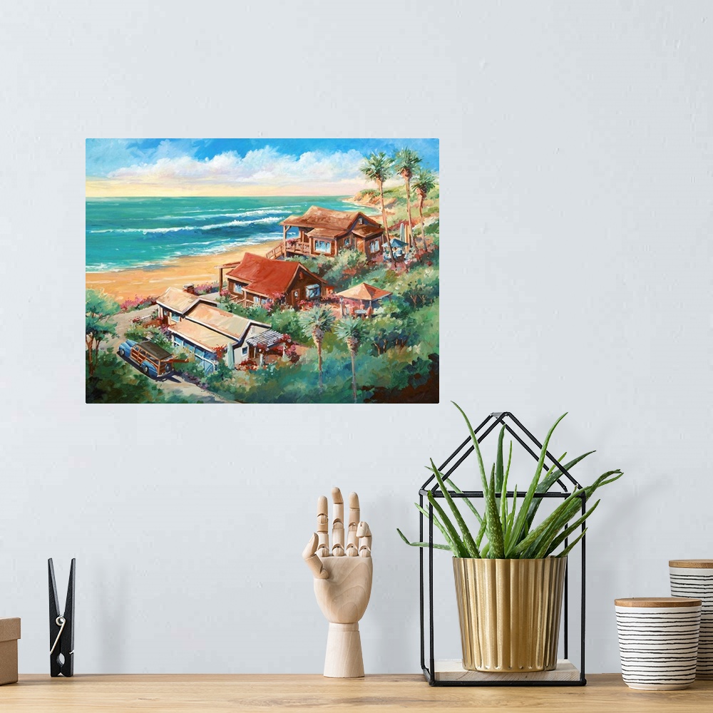 A bohemian room featuring Contemporary painting of Crystal Cove, Laguna Beach, California.