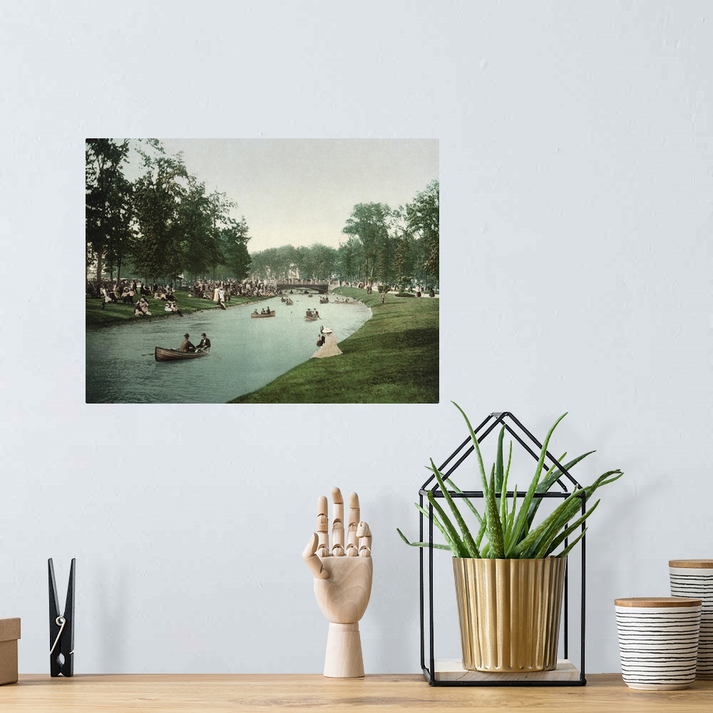 A bohemian room featuring Vintage photograph of Grand Canal, Belle Isle, Detroit, Michigan