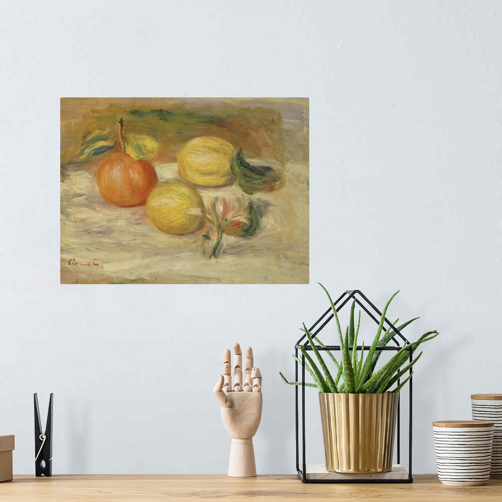 A bohemian room featuring Apples And Two Lemons (Originally oil on canvas)