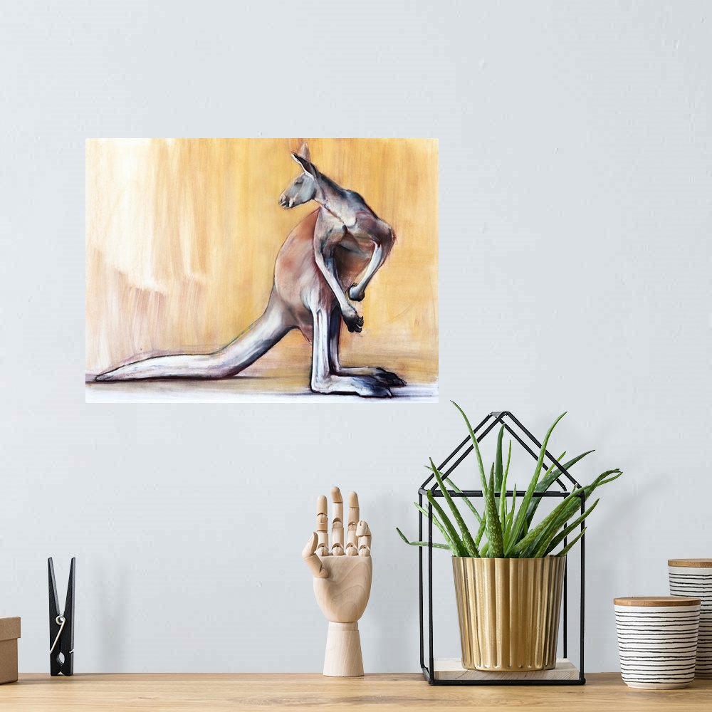 A bohemian room featuring Big Red (Kangaroo), 2014, originally pastel and charcoal on paper.