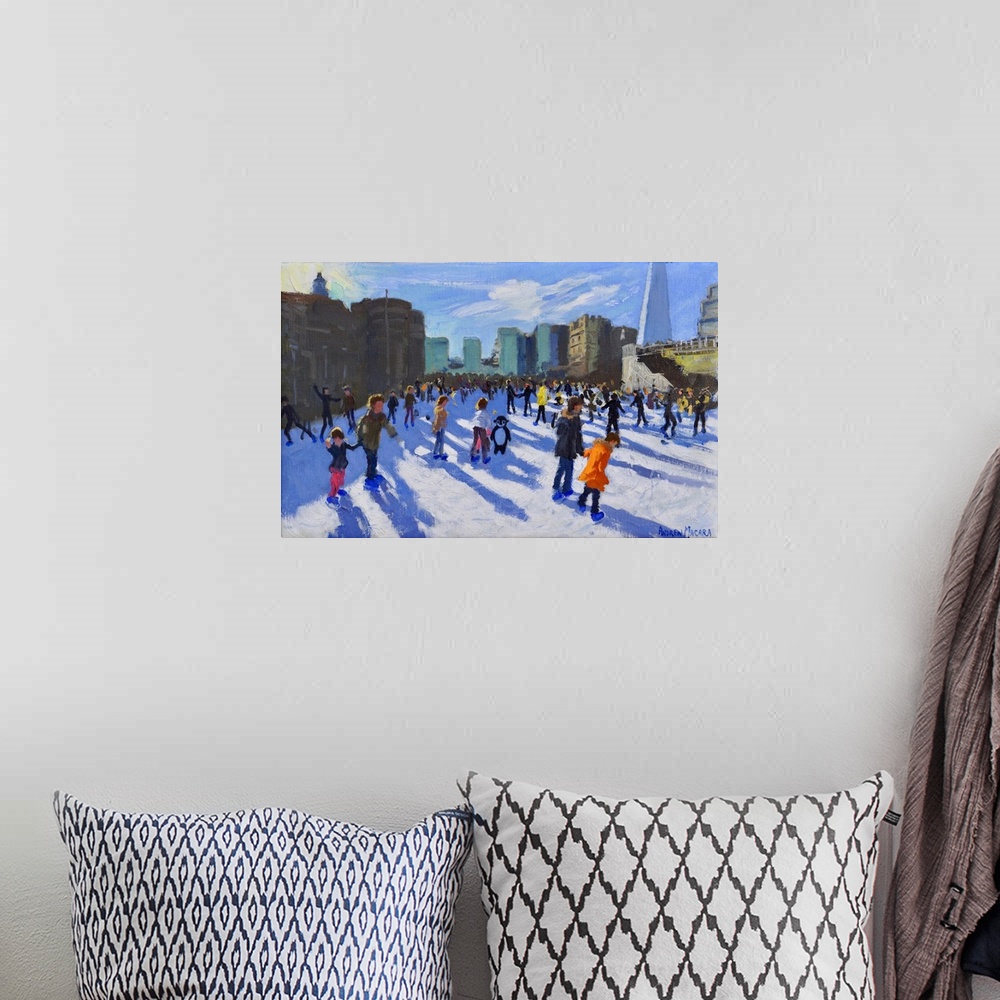 A bohemian room featuring Christmas, Tower of London Ice Rink, 2018, (originally oil on canvas) by Macara, Andrew