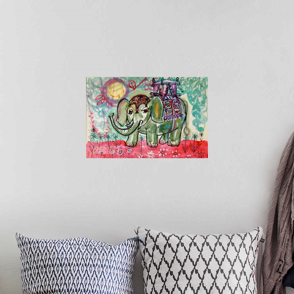 A bohemian room featuring Originally acrylic poster colour and coloured inks.