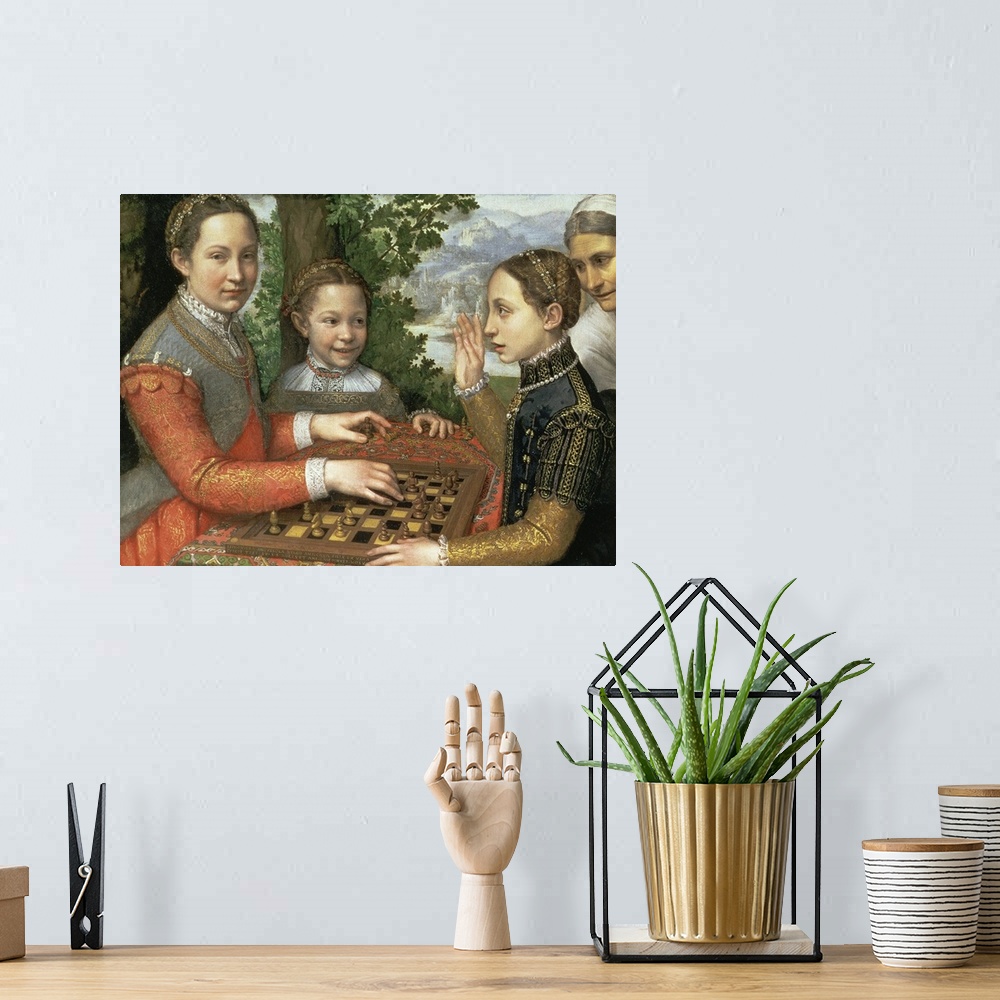 A bohemian room featuring XAM71632 Game of Chess, 1555  by Anguissola, Sofonisba (c.1532-1625); oil on canvas; 72x97 cm; Mu...